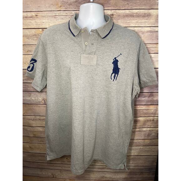 Polo Ralph Lauren Big Pony Custom Fit Polo Shirt Solid Grey Size 2XL - Picture 1 of 11